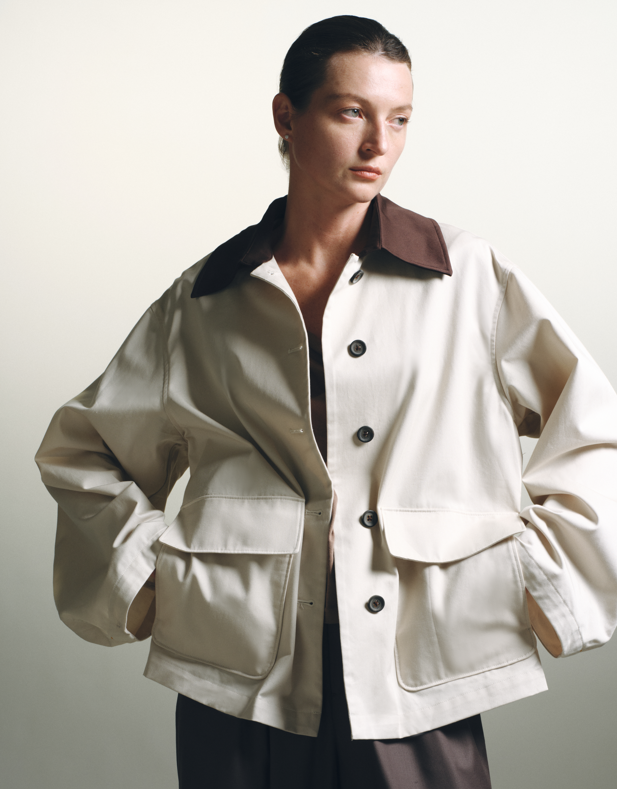 Contrast Collar Work Jacket