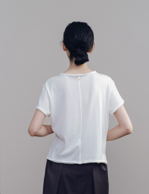 White Raw-Edge Tee