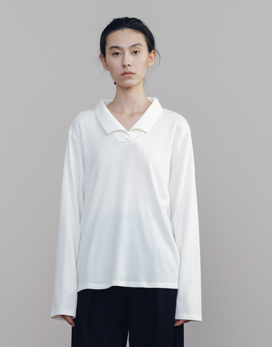 White OS Long Sleeve Polo