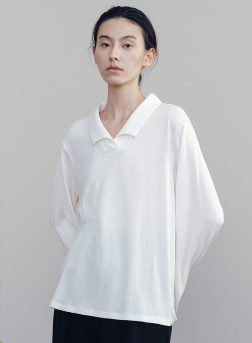 White OS Long Sleeve Polo