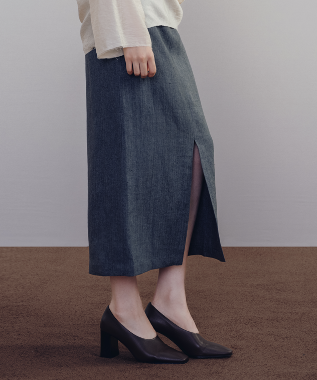 Sage Linen Midi Skirt
