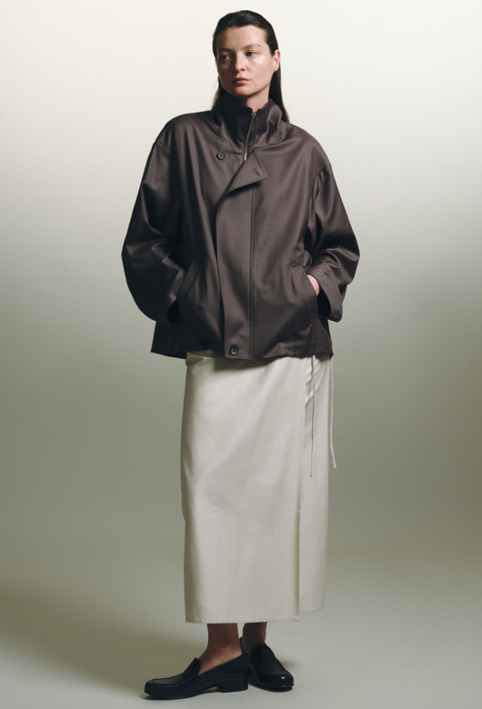 Beige Cotton Midi Skirt