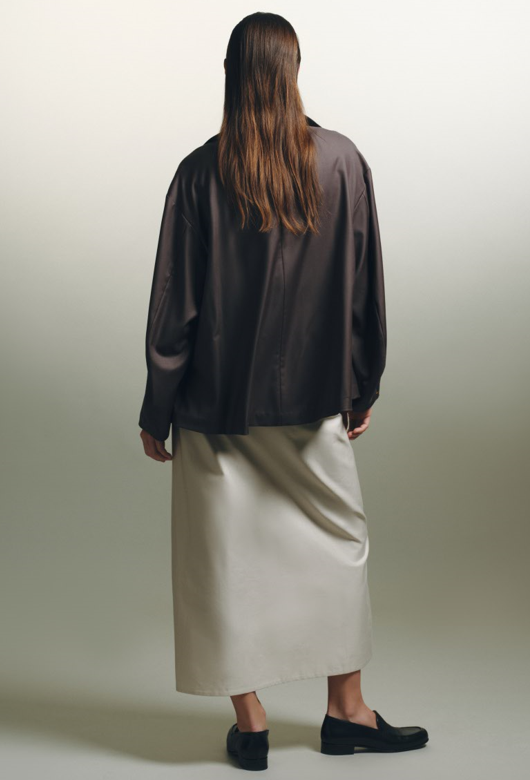 Beige Cotton Midi Skirt