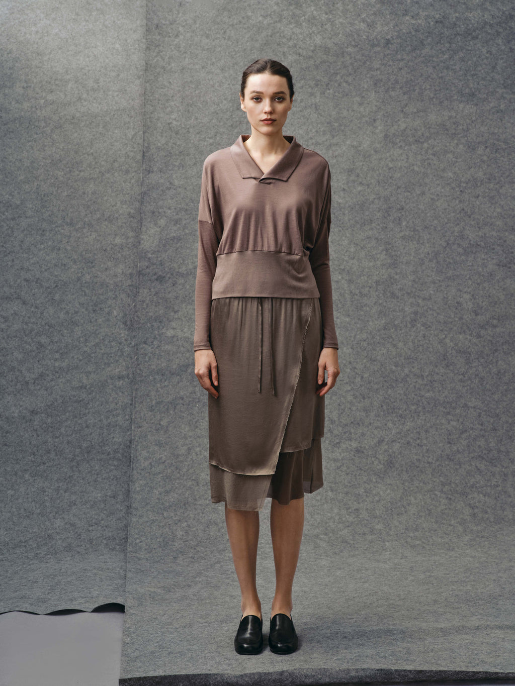 Dark Taupe Wool Polo Shirt