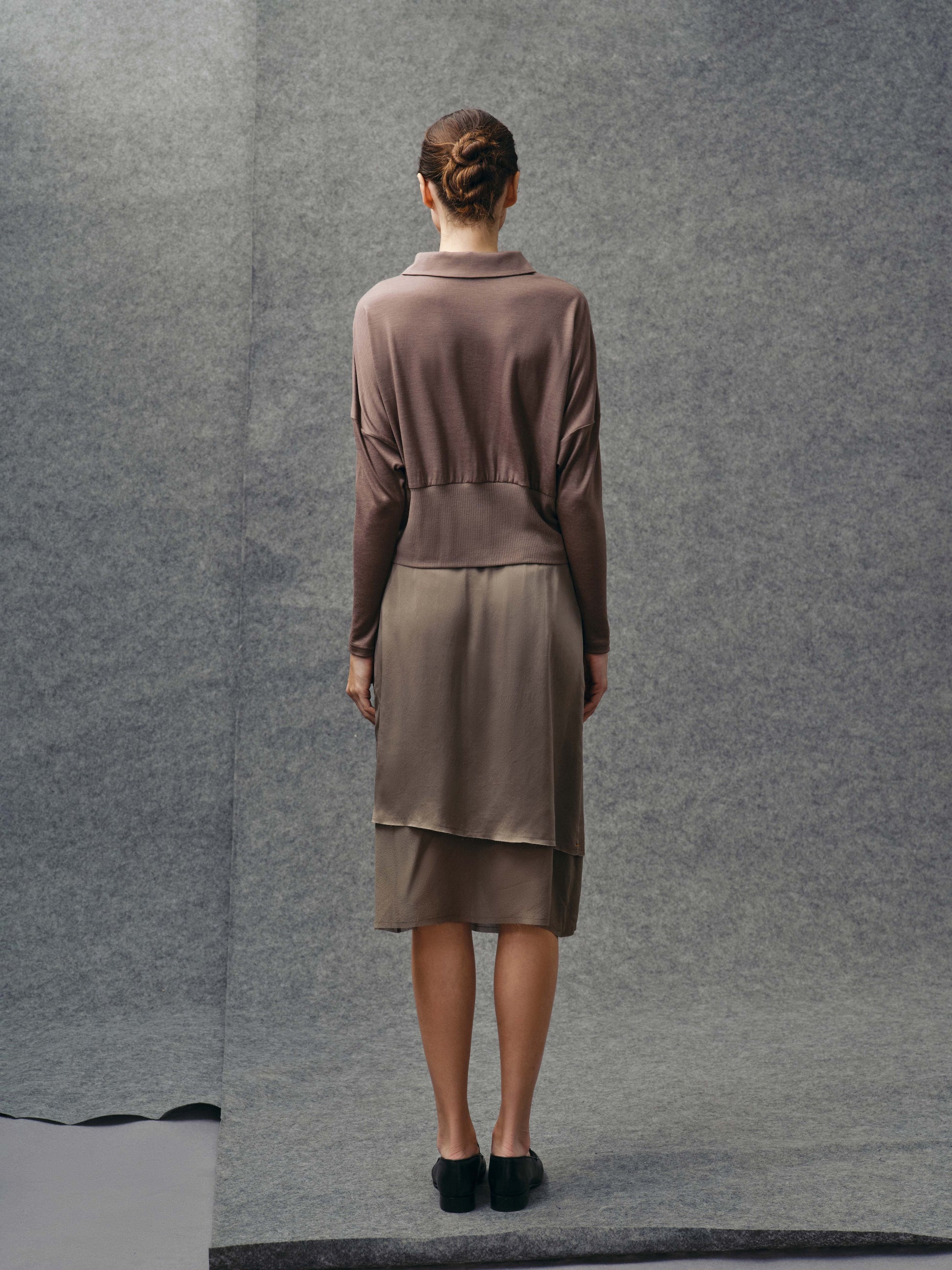 Dark Taupe Wool Polo Shirt