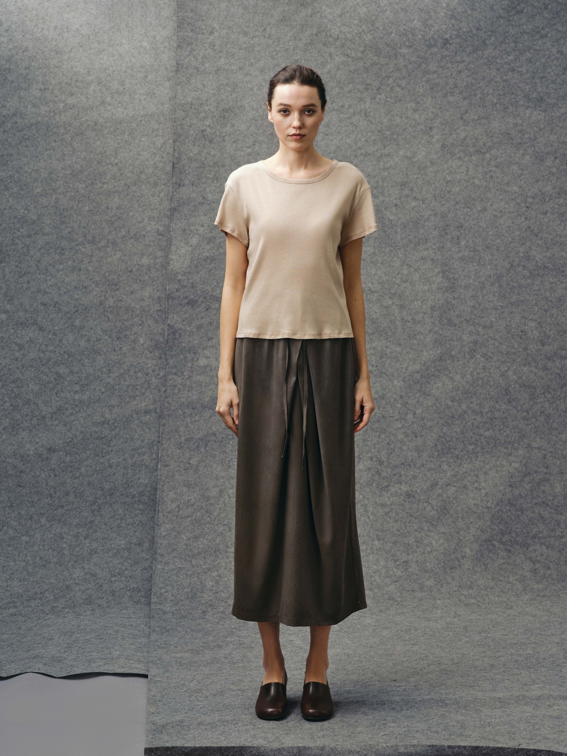 Beige Raw Edge Tee