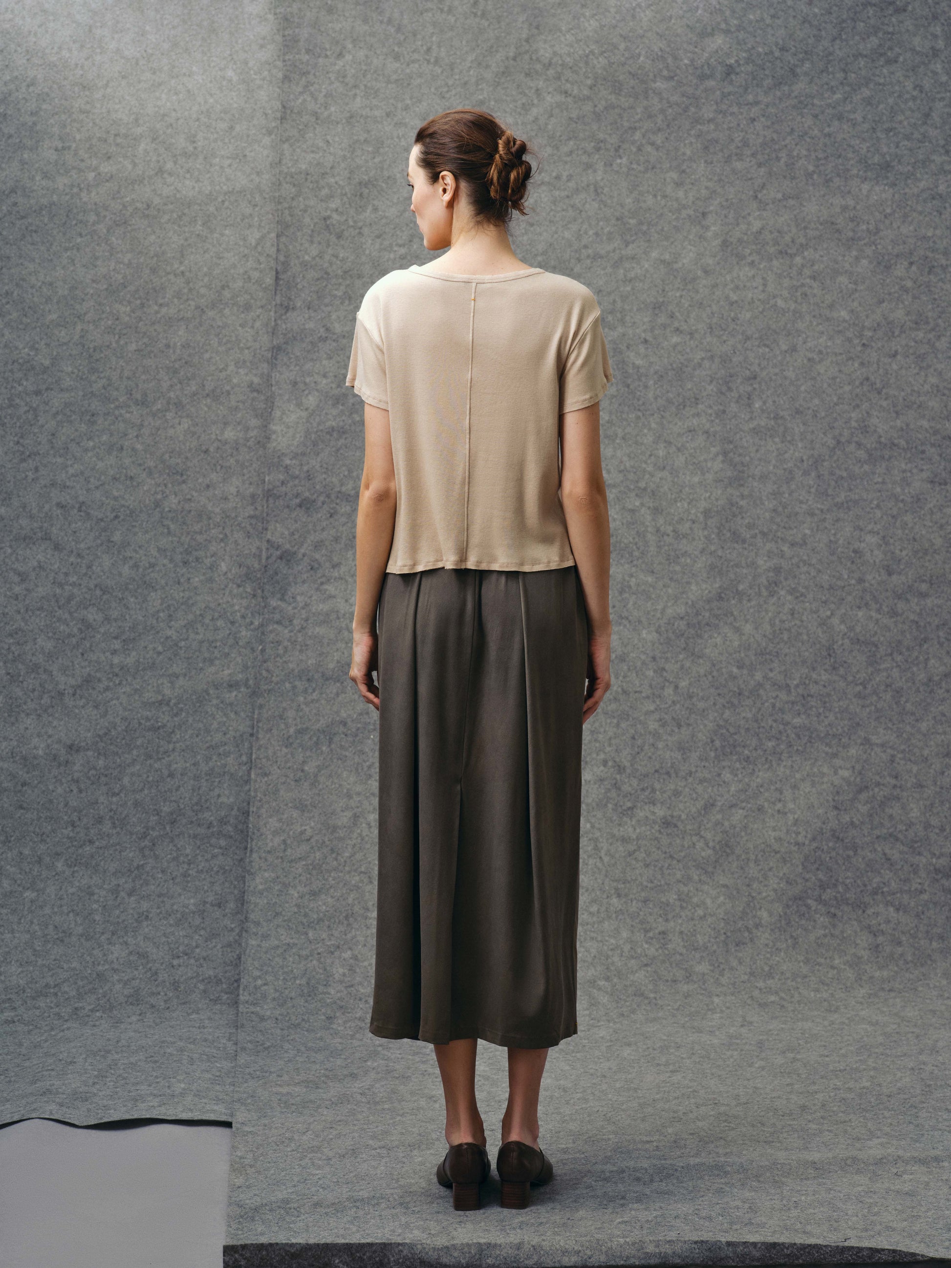 Beige Raw Edge Tee