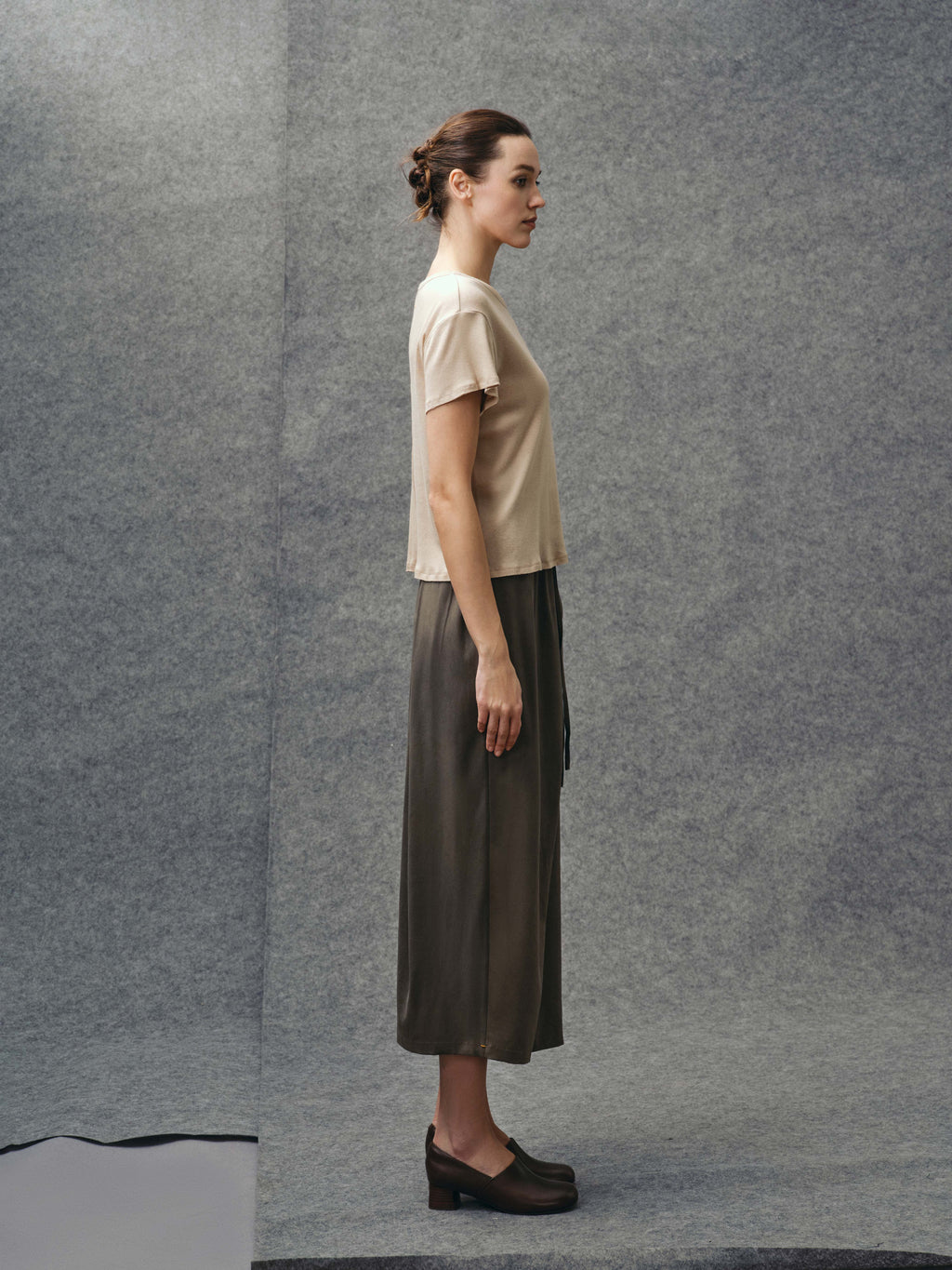 Beige Raw Edge Tee