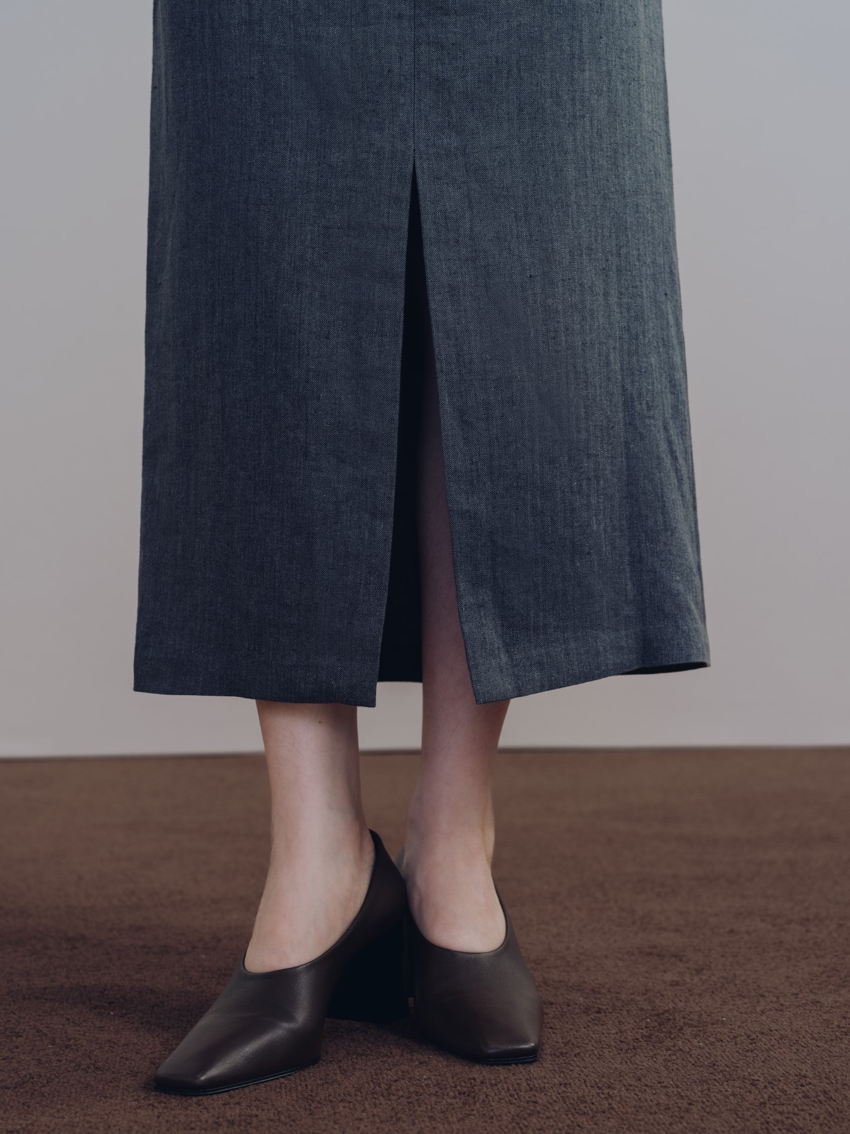 Sage Linen Midi Skirt