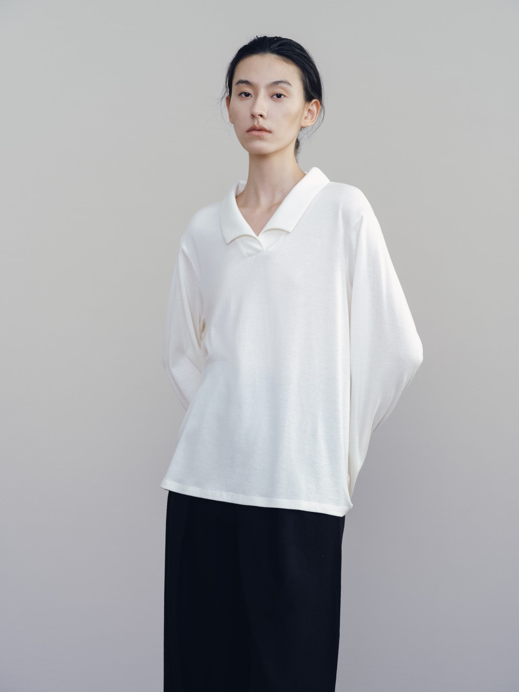 White OS Long Sleeve Polo